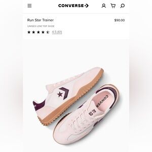 NIB Converse Run Star Trainer Blush Hush Pink, Women’s Size 7.5,